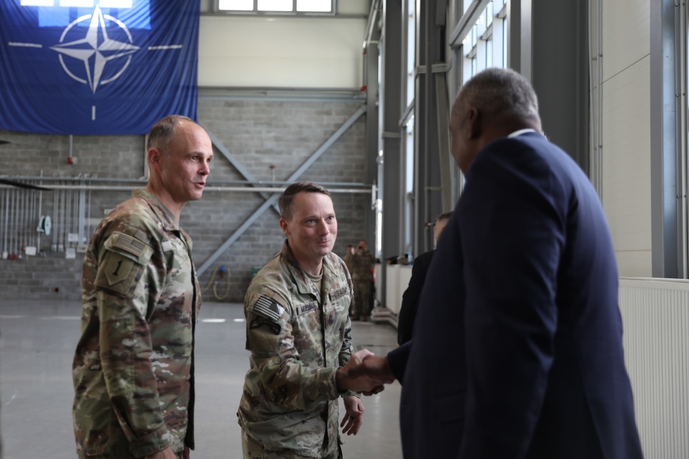 U.S. Secretary of Defense Visits the Troops at Latvia