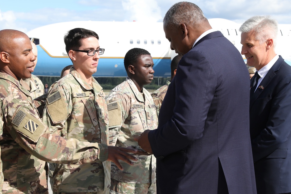 U.S. Secretary of Defense Visits the Troops at Latvia