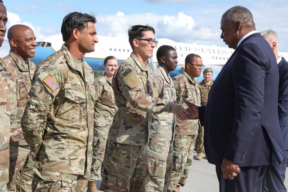 U.S. Secretary of Defense Visits the Troops at Latvia