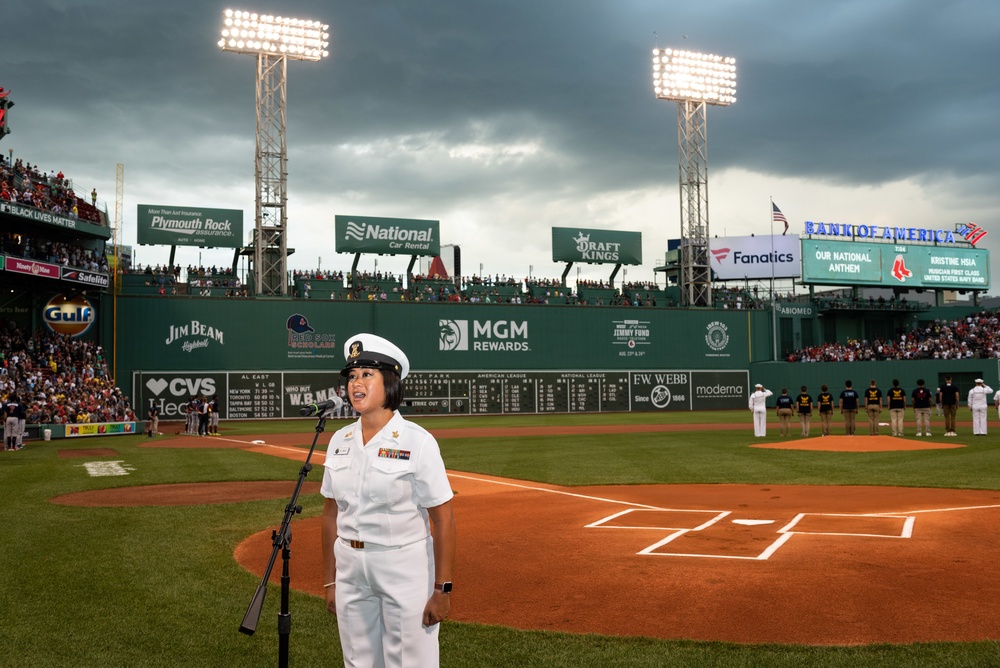 U.S. Navy participates in celebration of military service at Fenway Park in Boston