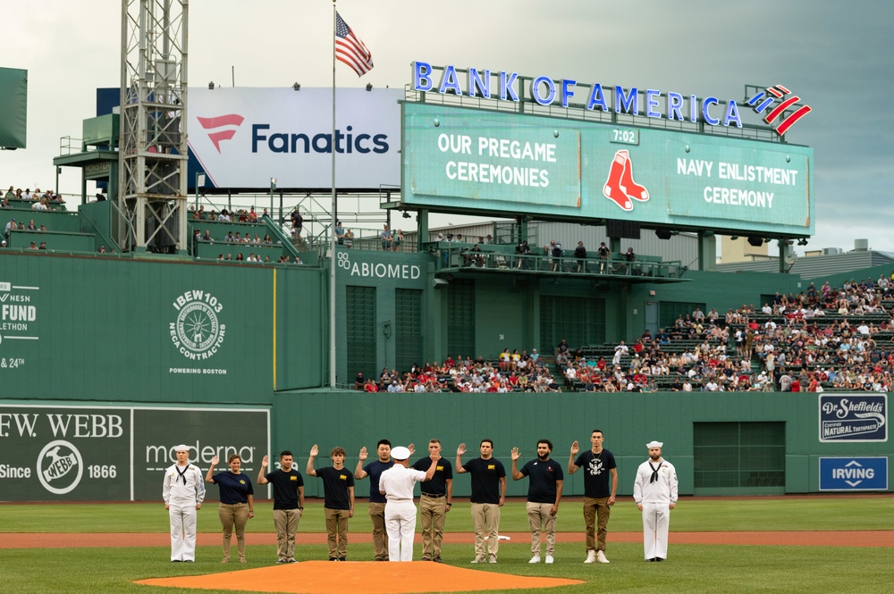 U.S. Navy participates in celebration of military service at Fenway Park in Boston
