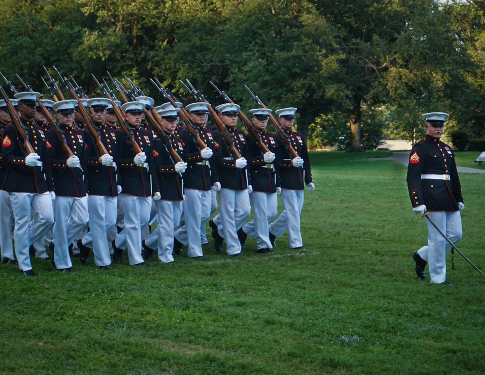 Marine Barracks Washington performs the final sunset parade of the 2022 season.