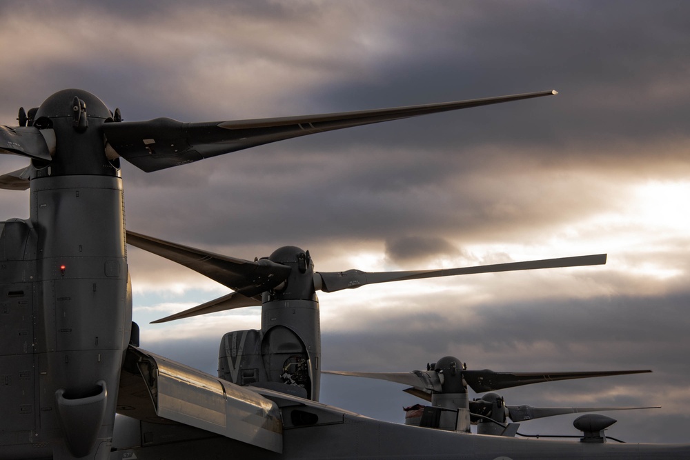 CV-22 Ospreys conduct nighttime training operations