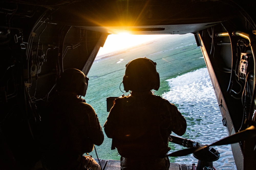CV-22 Ospreys conduct nighttime training operations