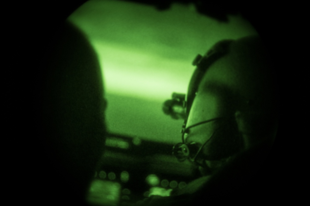 CV-22B Ospreys conduct nighttime training operations