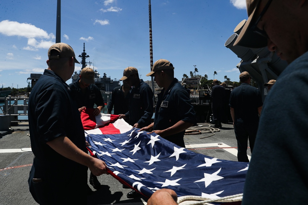 Mobile Bay departs Pearl Harbor