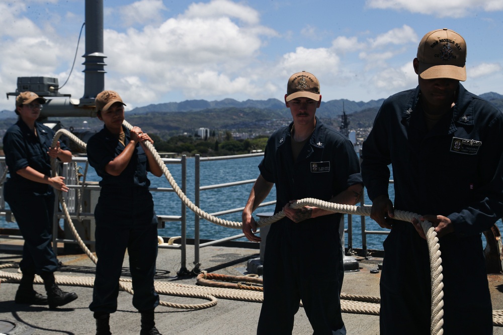 Mobile Bay departs Pearl Harbor