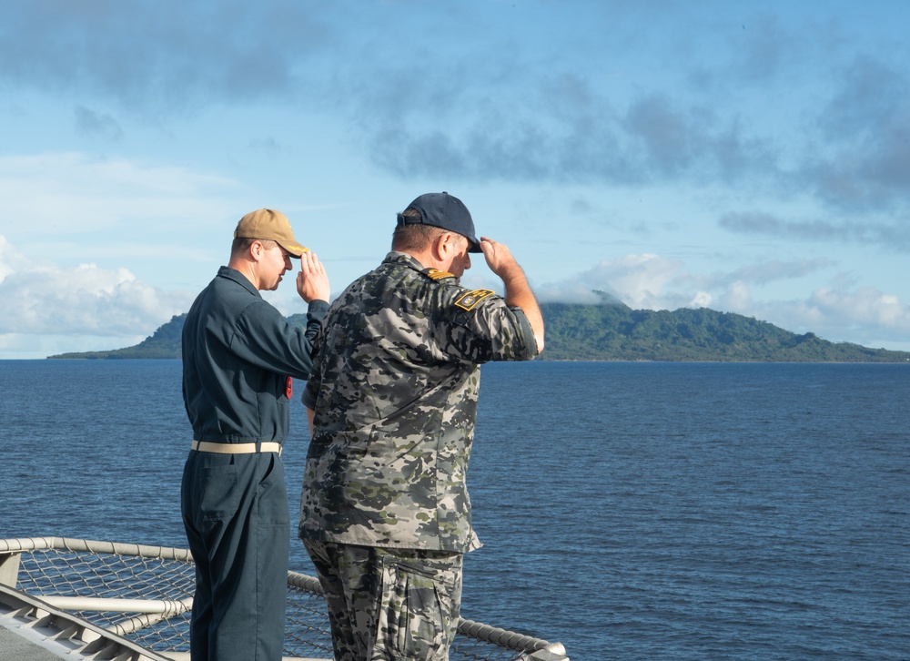 USS Oakland (LCS 24) honors the 80th anniversary of the Guadalcanal Campaign of World War II.