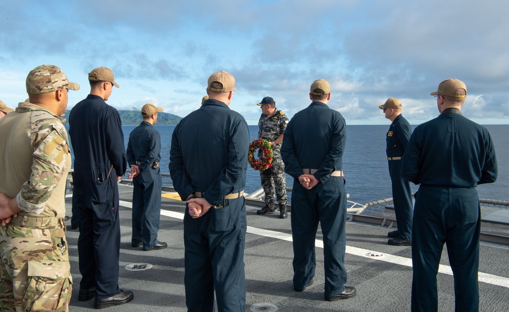 USS Oakland (LCS 24) honors the 80th anniversary of the Guadalcanal Campaign of World War II.