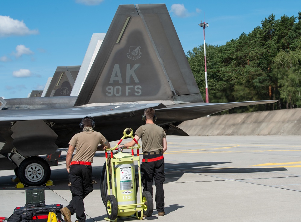 F-22s get ready for take-off