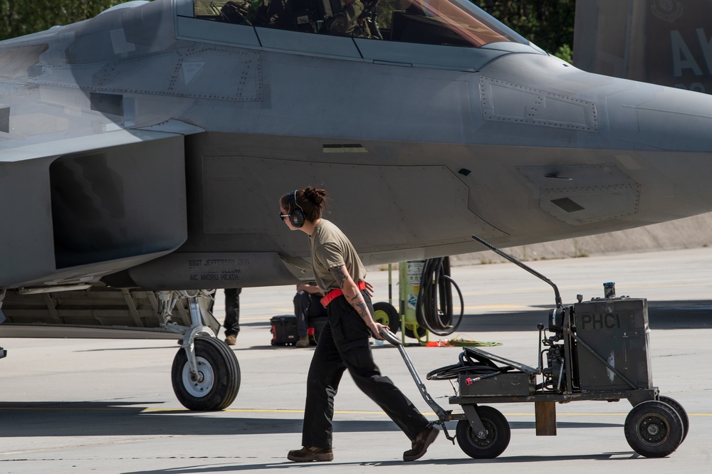 F-22s get ready for take-off