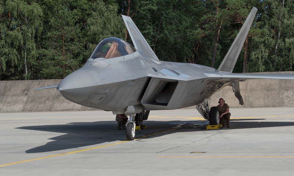 F-22s get ready for take-off