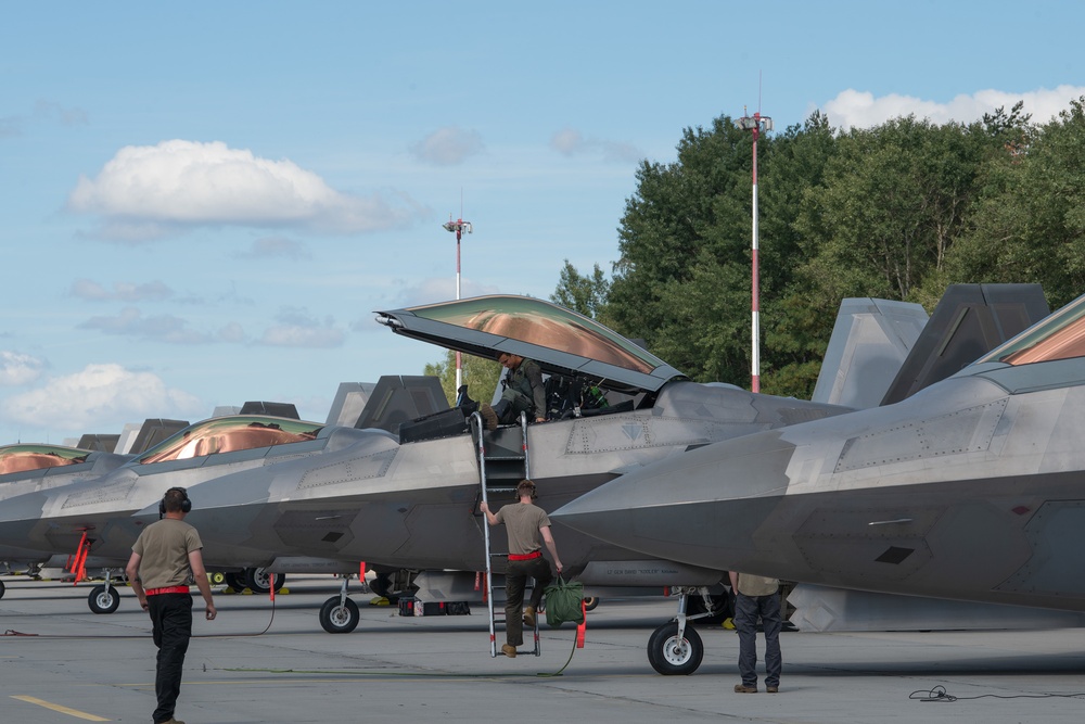 F-22s get ready for take-off