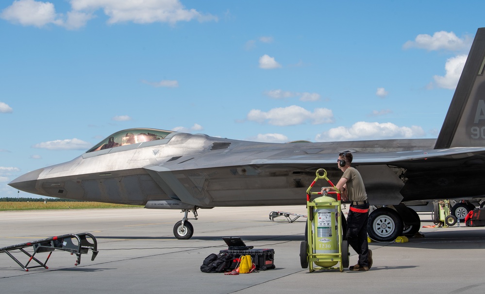 F-22s get ready for take-off