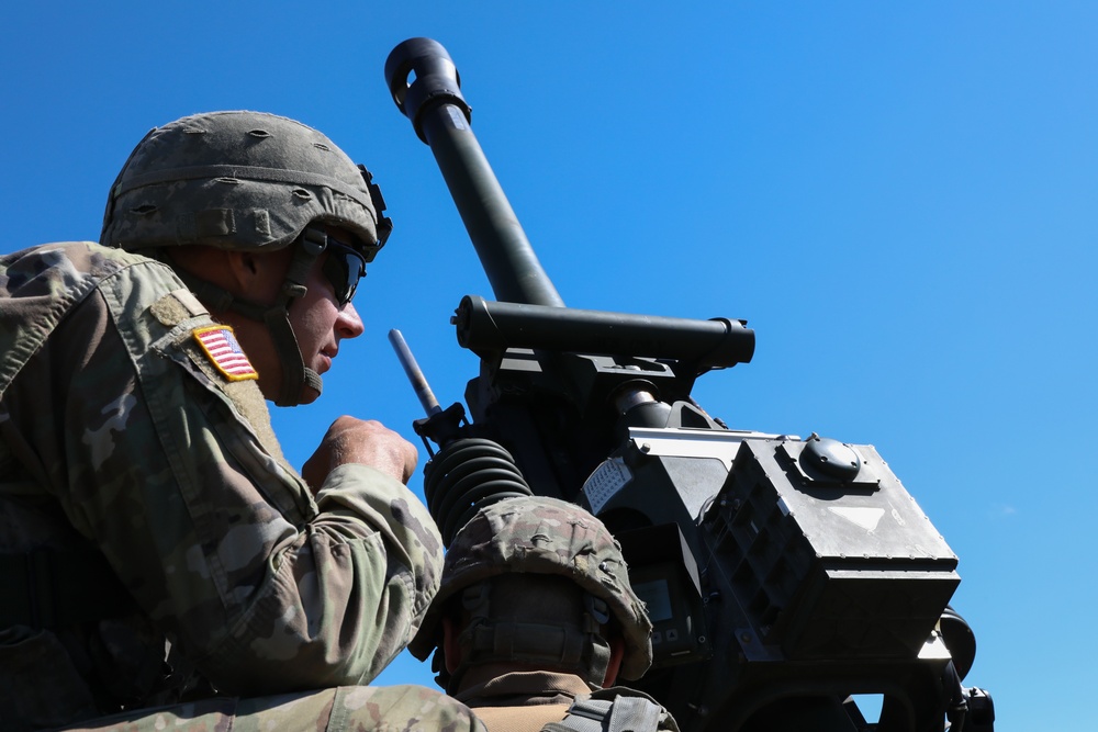 Alpha Battery Soldiers, 1-134th Field Artillery Regiment, review targeting details at Northern Strike 22-2