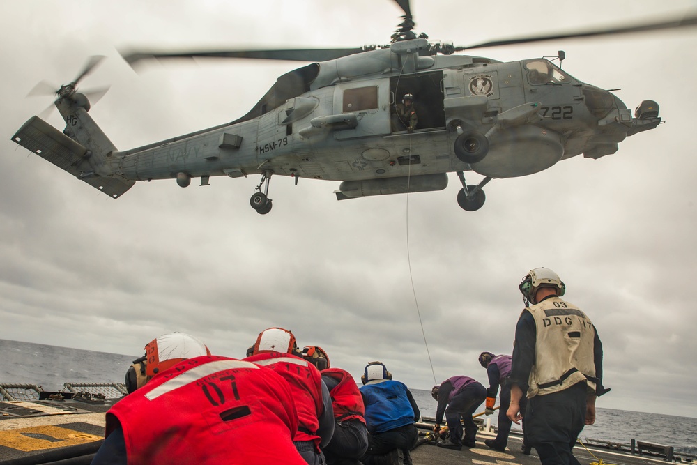 USS Paul Ignatius (DDG 117) Conducts Helicopter In-Flight Refueling