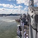 USS Leyte Gulf departs for a scheduled deployment.