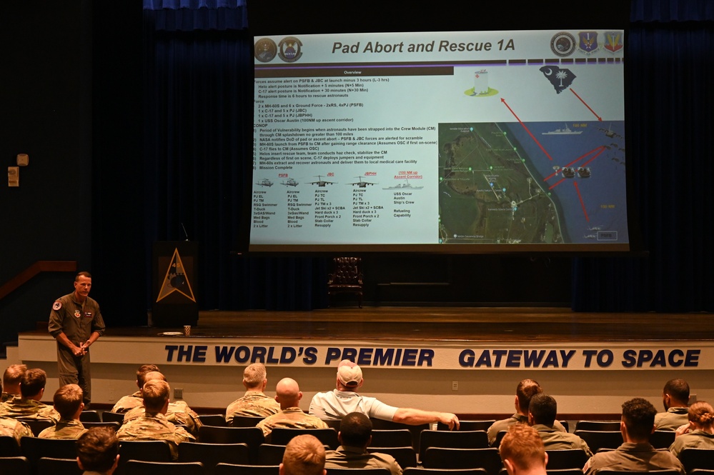 1AF's Detachment 3 integrates Air Force Pararescue, Navy Seahawk crews and swimmers for Human Space Flight Support missions