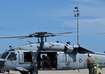 1AF's Detachment 3 integrates Air Force Pararescue, Navy Seahawk crews and swimmers for Human Space Flight Support missions
