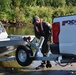 Park ranger unhitches boat at the northern-most USACE run flood control project