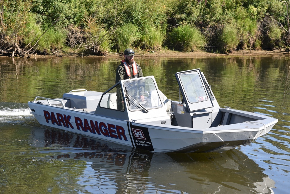 Park rangers use boat for patrols at northern-most USACE-run flood control project