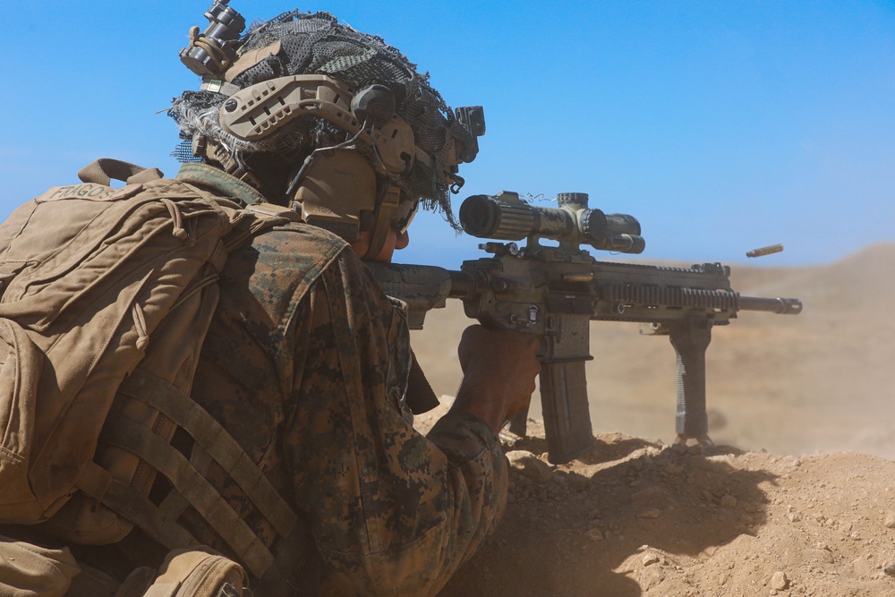 2nd Bn., 1st Marines, runs platoon attacks on Range 800