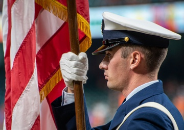 Coast Guard members participate in Houston Astros pre-game ceremonies