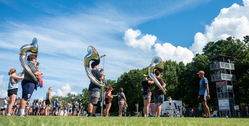 One time at band camp: Airman volunteers with local marching band