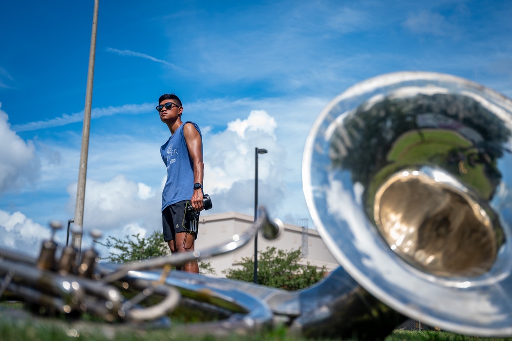 One time at band camp: Airman volunteers with local marching band