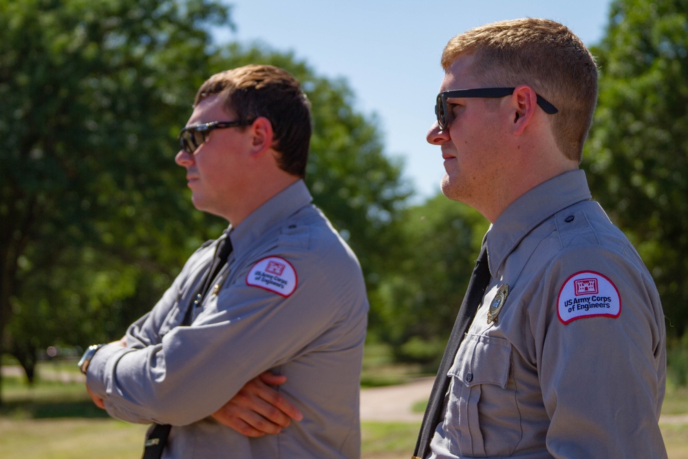 Park Rangers Bryson Hellmuth and Ryan Spry at Harlan County Lake