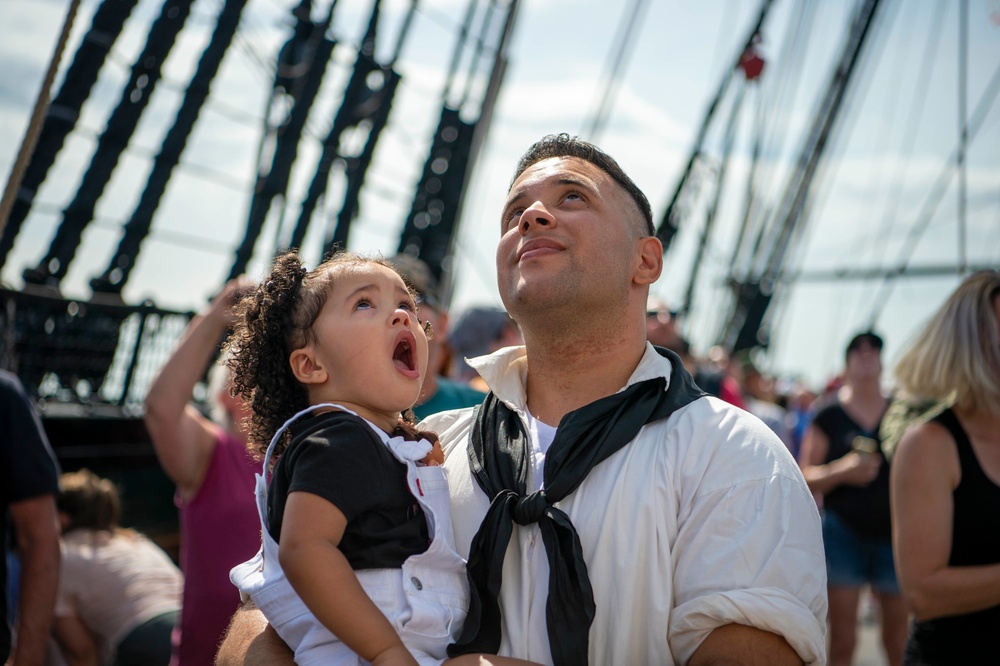 Sailor enjoys underway with famliy aboard USS Constituiton