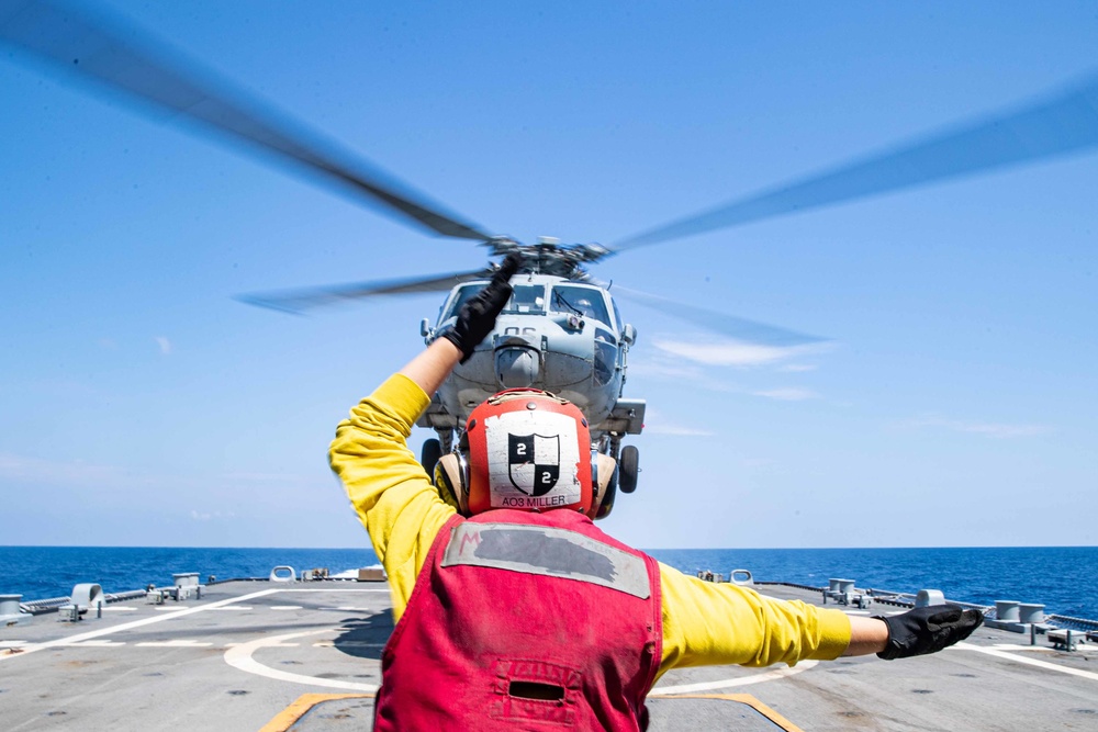 Sioux City Gets Underway from Augusta Bay Italy and Performs Flight Operations