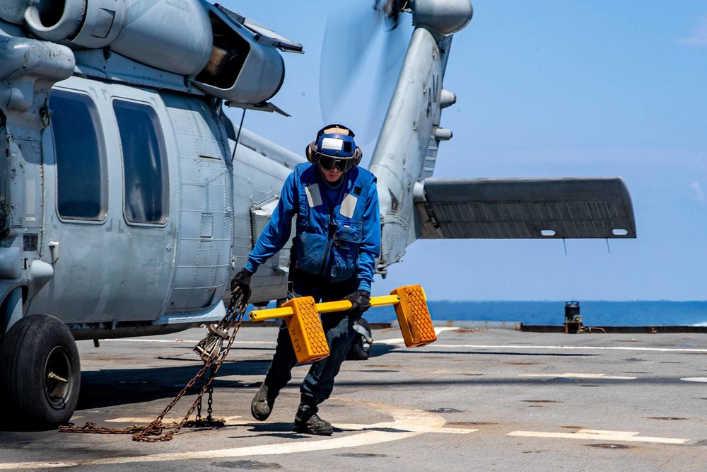 Sioux City Gets Underway from Augusta Bay Italy and Performs Flight Operations