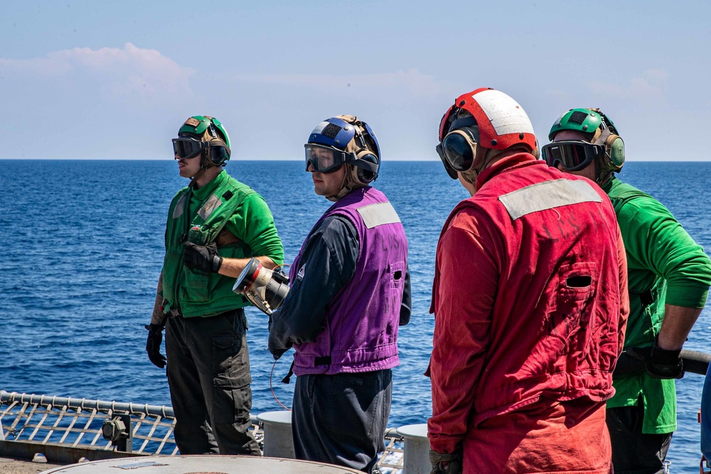 Sioux City Gets Underway from Augusta Bay Italy and Performs Flight Operations