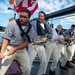 Sailors linehandle aboard USS Constituiton