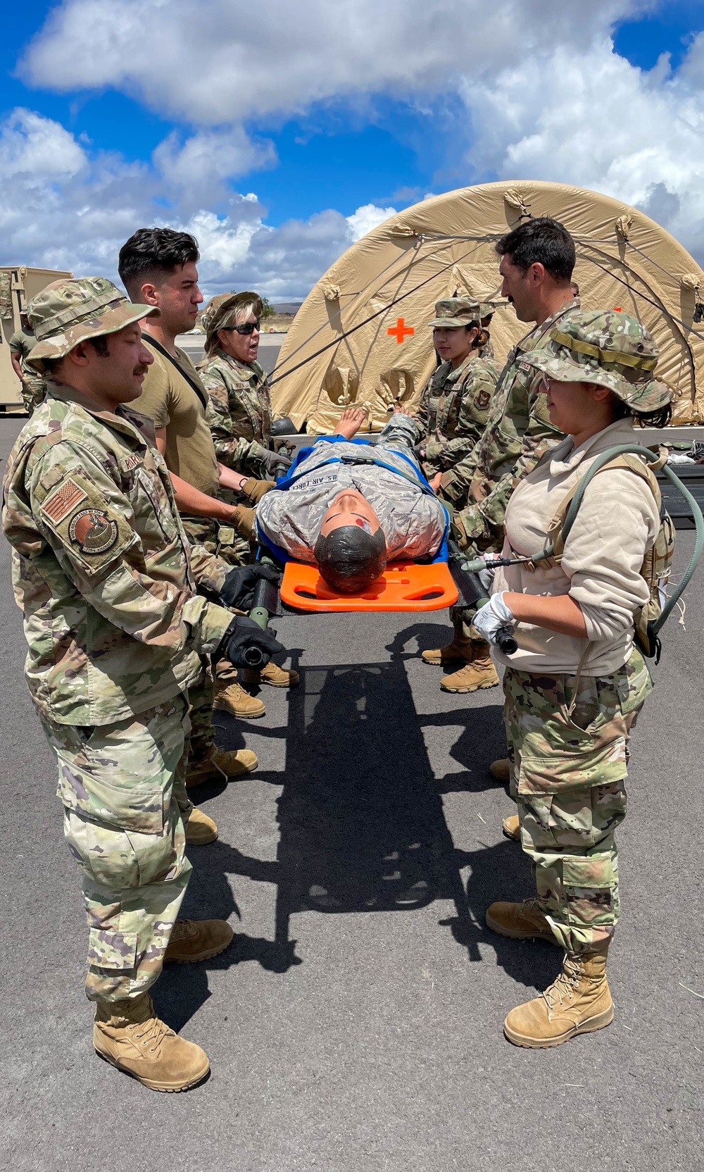 Airmen practice litter carry procedures