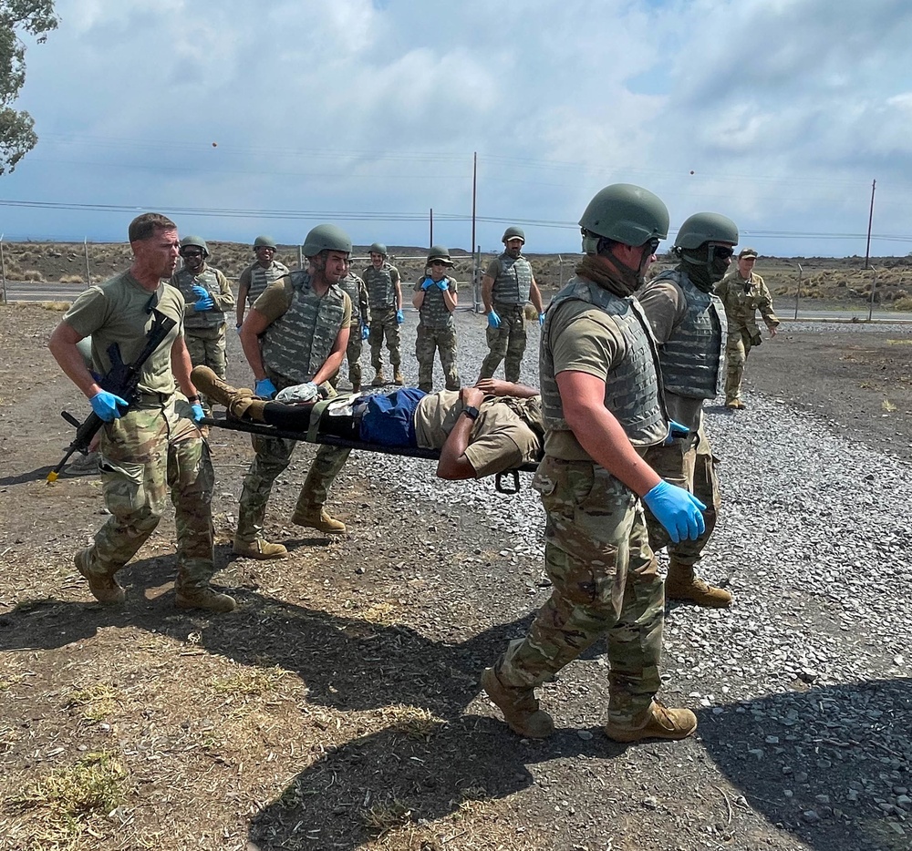 Airmen train litter carry procedures