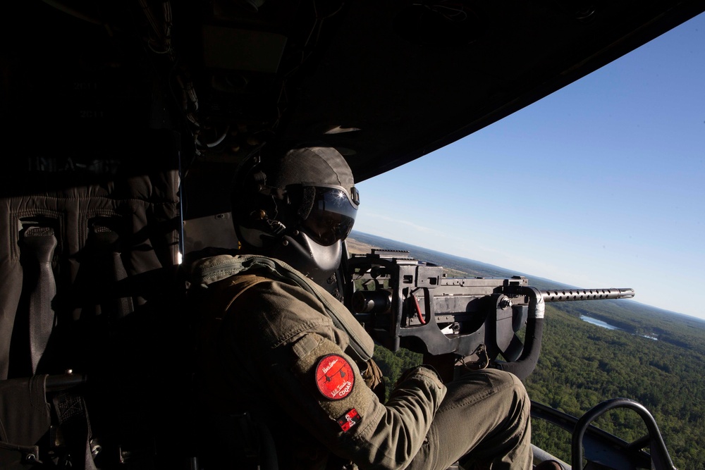 Marines with Marine Light Attack Helicopter Squadron  (HMLA) 167 support exercise Northern Strike 22-2