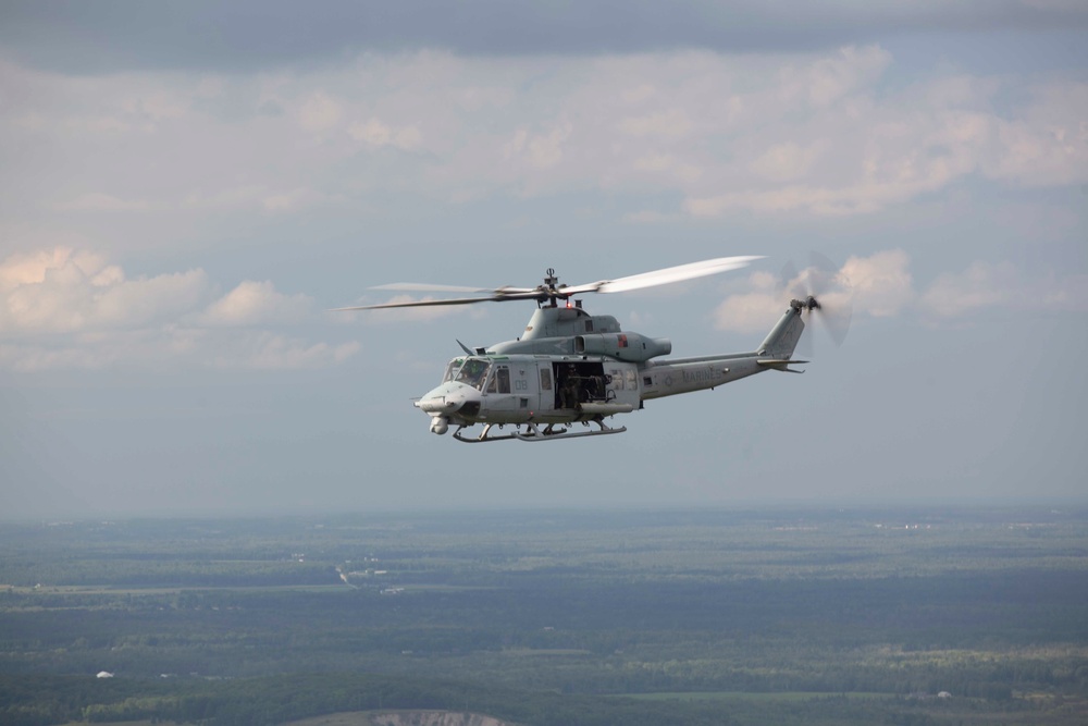 Marines with Marine Light Attack Helicopter Squadron (HMLA) 167 support exercise Northern Strike 22-2