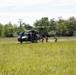 Soldiers rappel from UH-60 Black Hawk During Air Assault