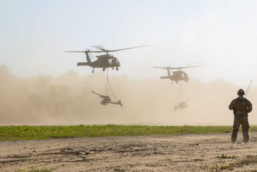 1-134th Field Artillery Regiment conducts sling load operations during Northern Strike