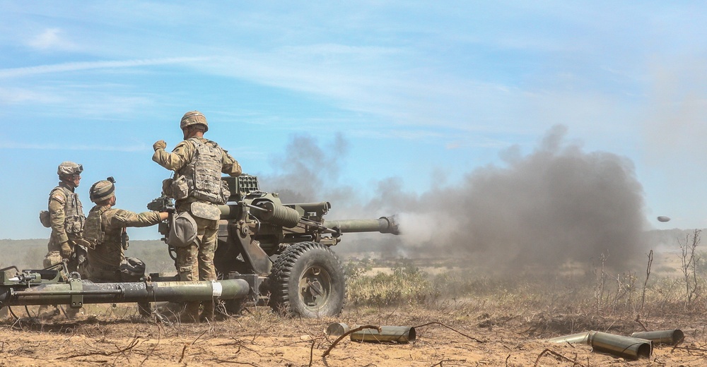 1-134th Field Artillery Regiment conducts direct fire during Operation Northern Strike