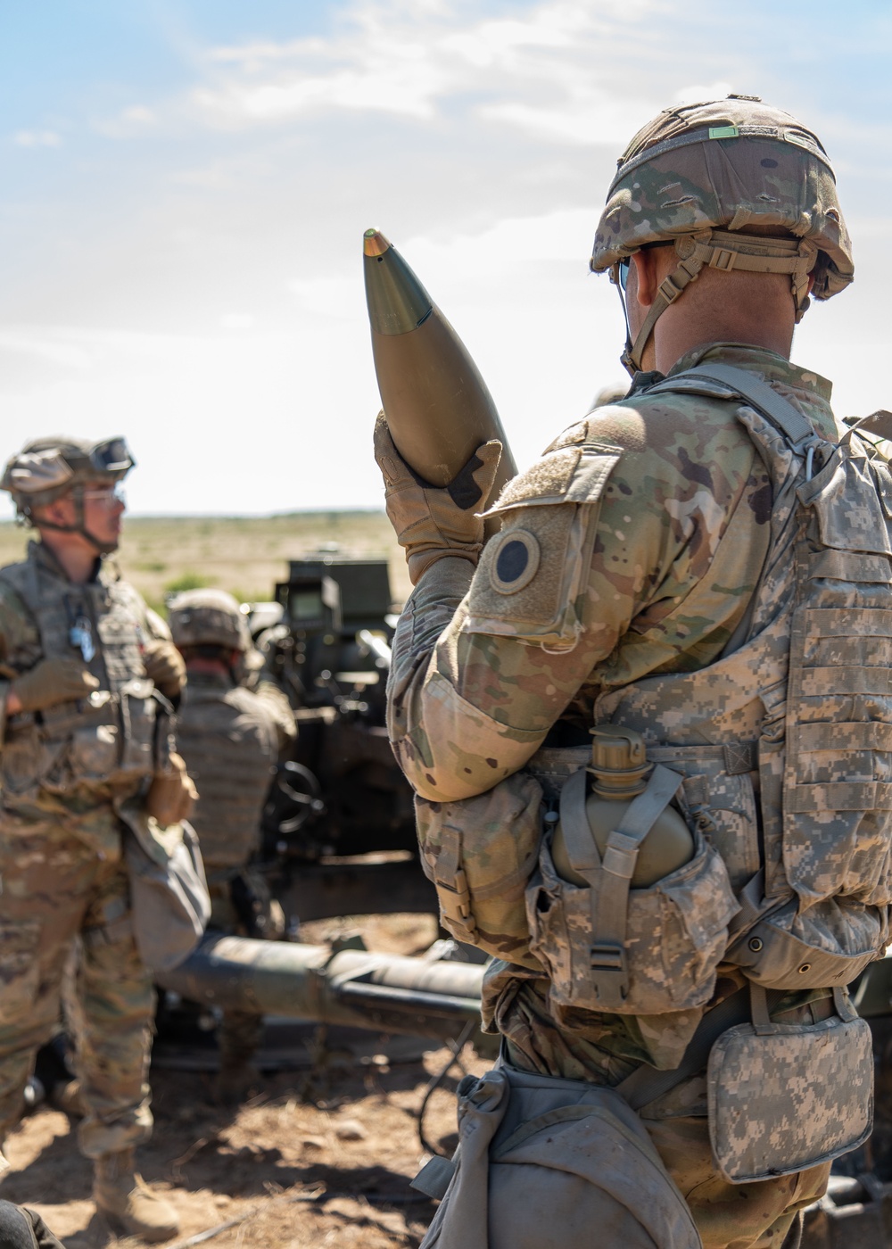 1-134th Field Artillery Regiment conduct a fire mission at Northern Strike 22