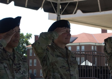 Lt. Gen. Jody Daniels, Maj. Gen. Miguel Castellanos and Brig. Gen. Edwards Merrigan render honors