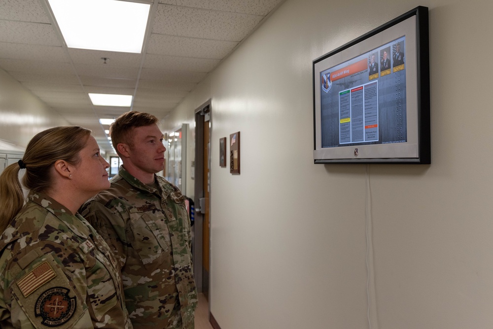 Digital Command Information Board at the 264th Combat Communications Squadron, Aug. 13, 2022