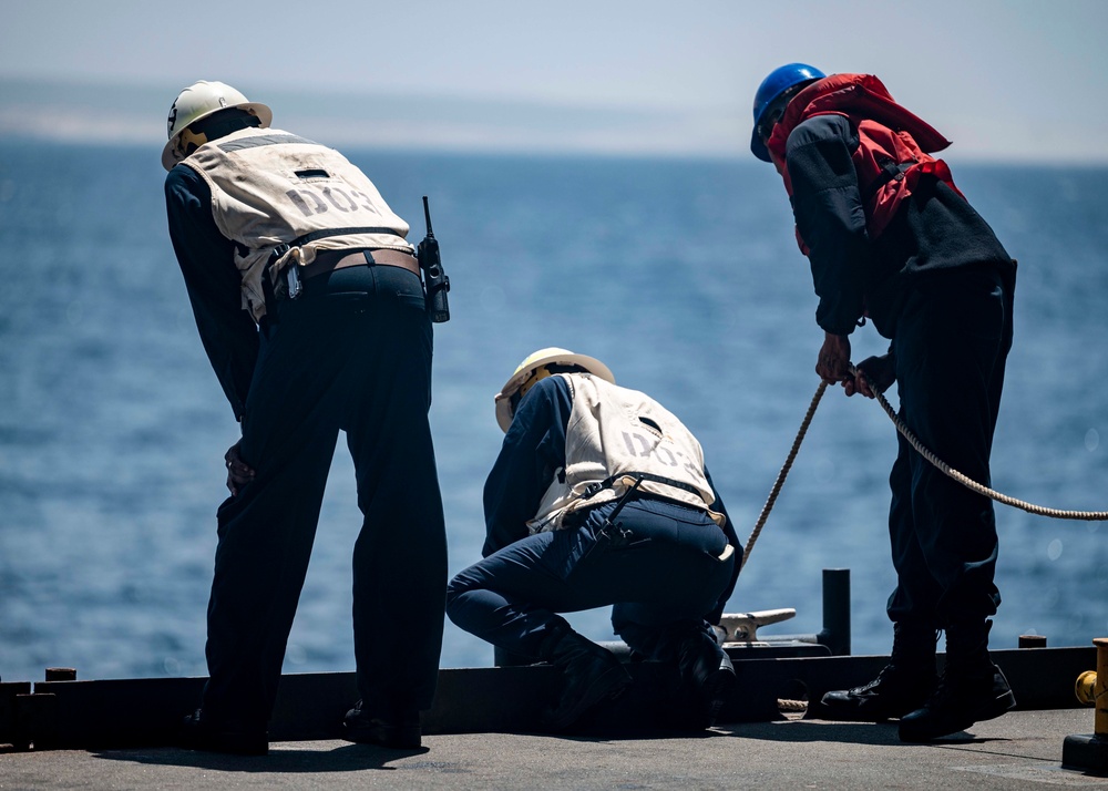 Sailors deploy small boats