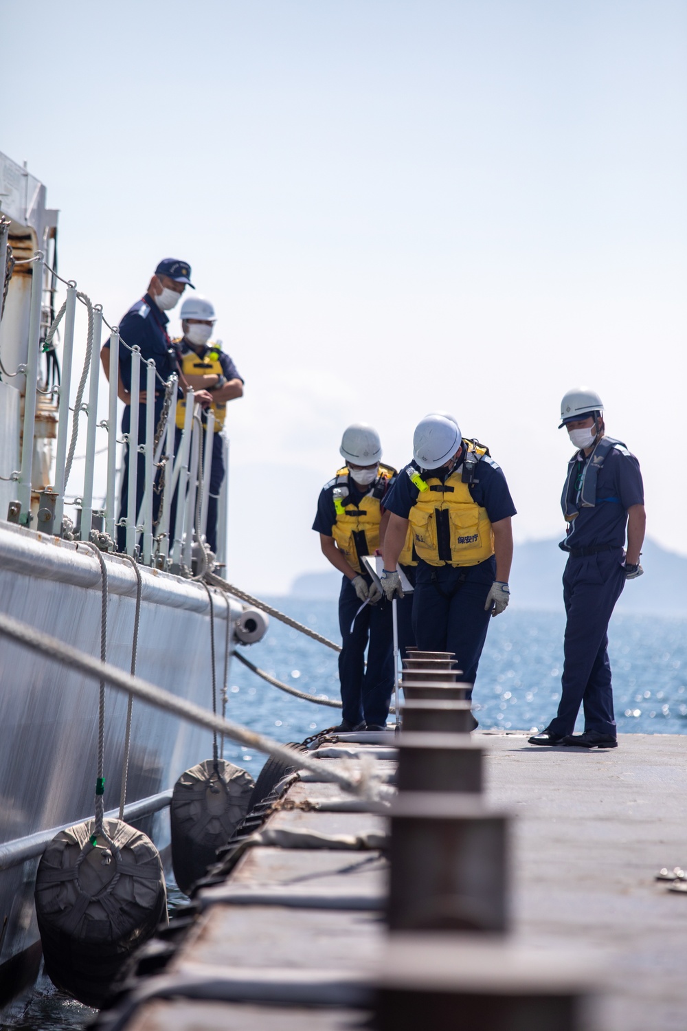 Japan Coast Guard ship docks at Marine Corps Air Station Iwakuni harbor