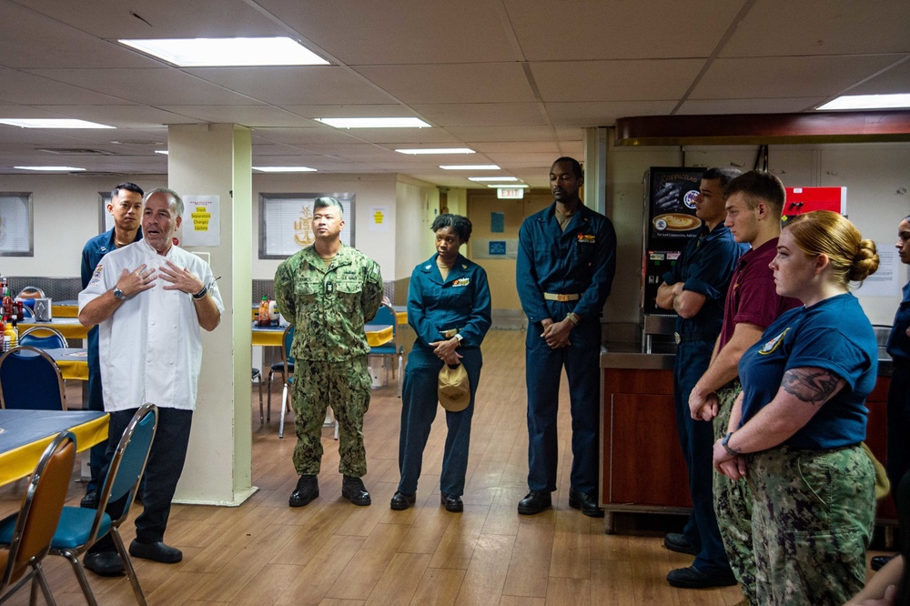 USNS Mercy Sailors conduct quarters aboard USNS Mercy (T-AH 19)