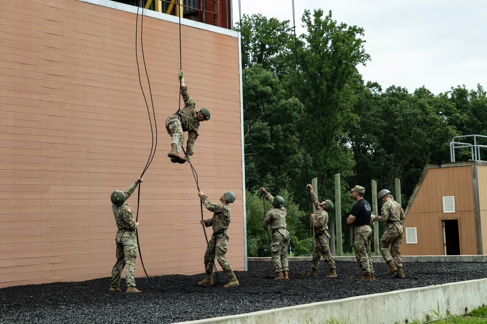 Service Members attack Air Assault Rappel Tower at Fort Indiantown Gap