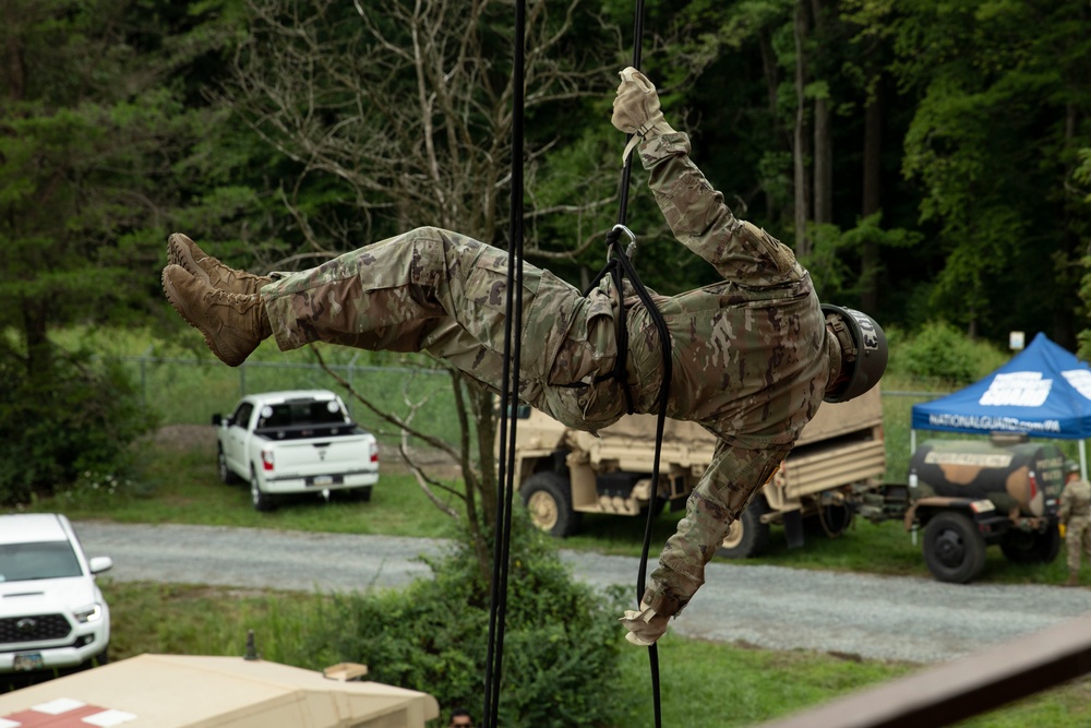 Service Members attack Air Assault Rappel Tower at Fort Indiantown Gap